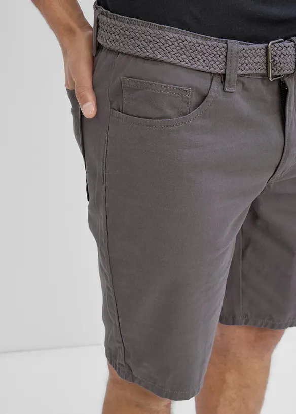 Stretchiga shorts med res&aring;rmidja och sk&auml;rp, Regular Fit, bonprix