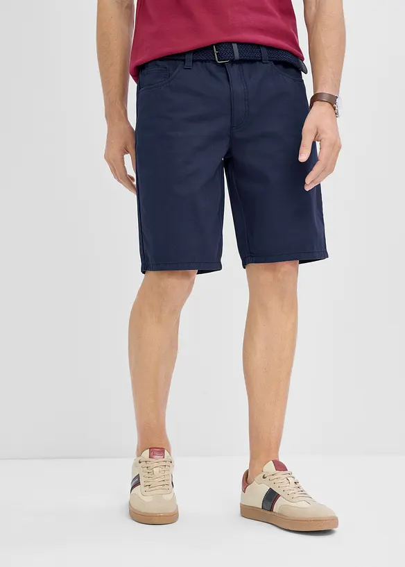 Stretchiga shorts med res&aring;rmidja och sk&auml;rp, Regular Fit, bonprix