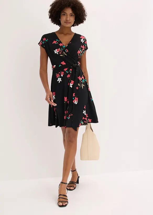 Jerseykl&auml;nning med omlottlook, bonprix