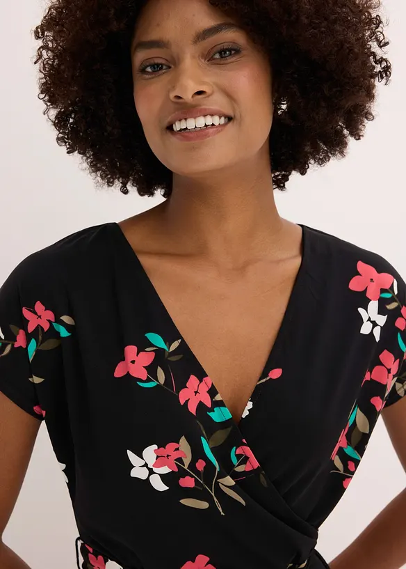 Jerseykl&auml;nning med omlottlook, bonprix