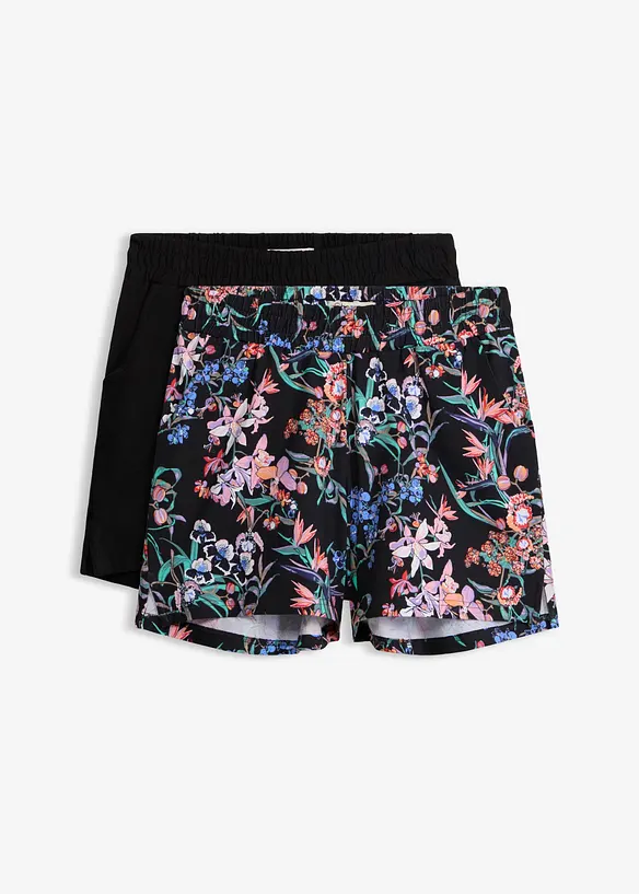 Jerseyshorts i elastisk bomullsmix (2-pack), bonprix