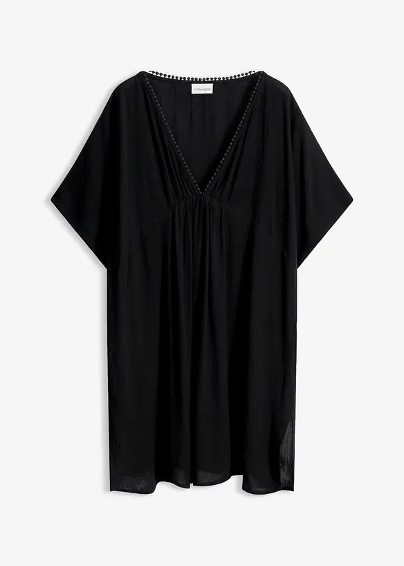 Strandtunika i krinklat material med struktur, bonprix