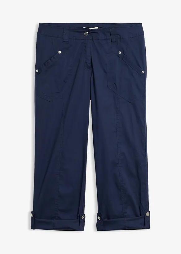 Stretchig cargobyxa, 3/4-l&auml;ngd, bonprix