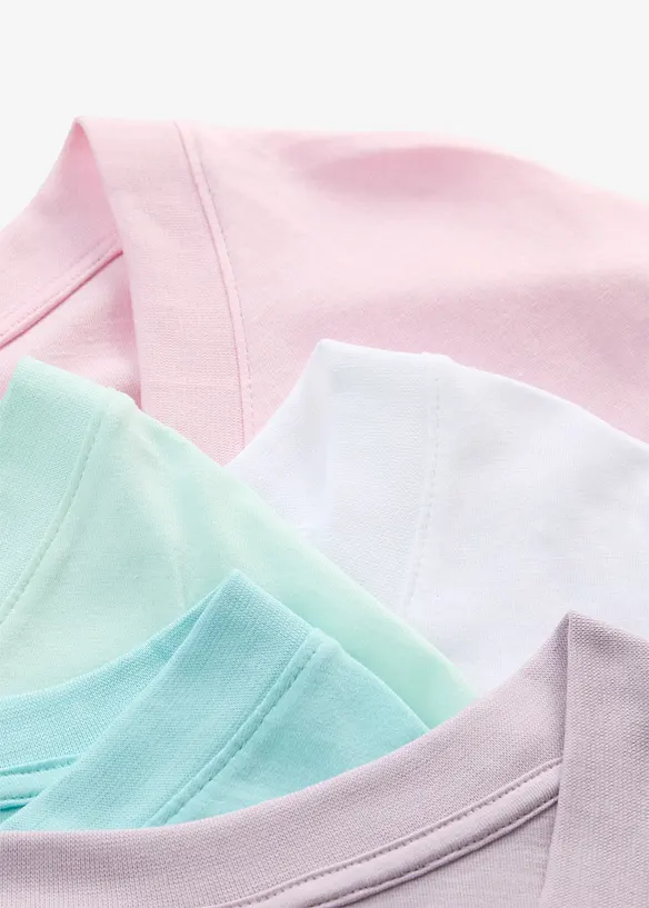 Vid l&aring;ng topp med V-ringning (5-pack), bonprix