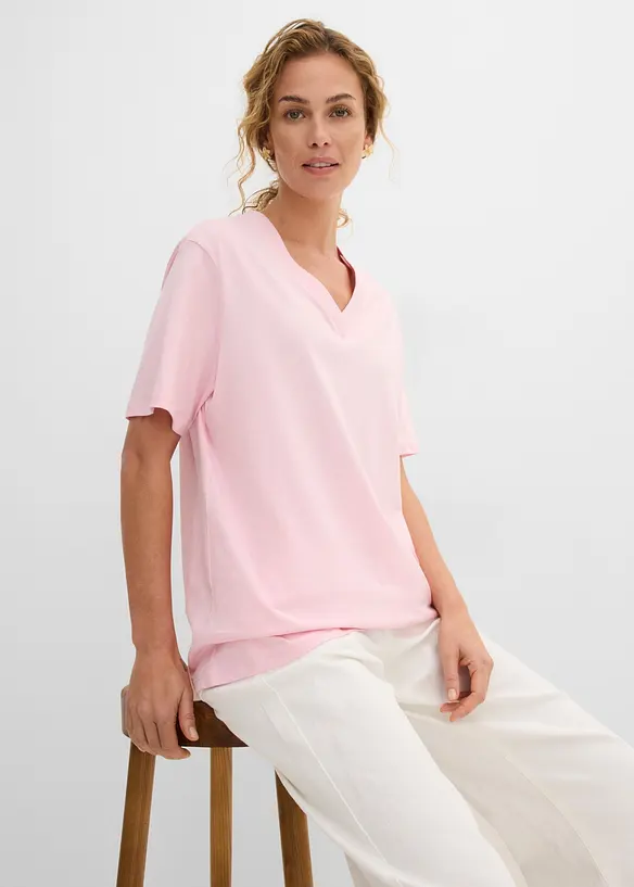 Vid l&aring;ng topp med V-ringning (5-pack), bonprix