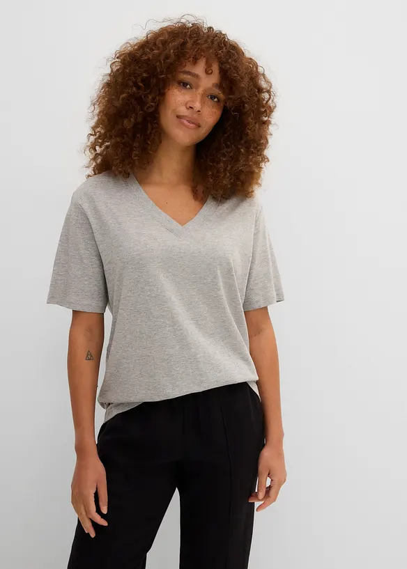 Vid l&aring;ng topp med V-ringning (5-pack), bonprix