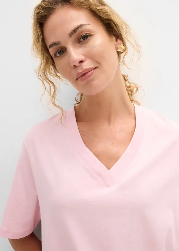 Vid l&aring;ng topp med V-ringning (5-pack), bonprix