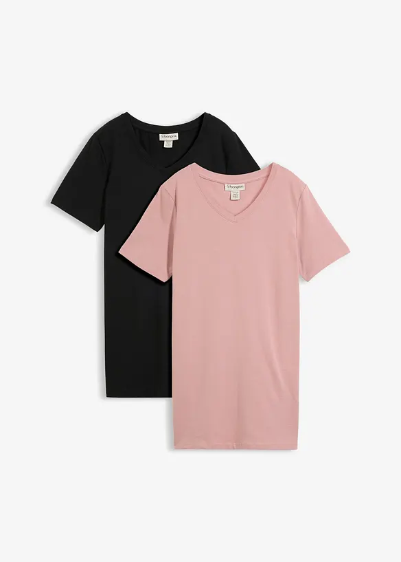 L&aring;ng topp med V-ringning (2-pack), bonprix