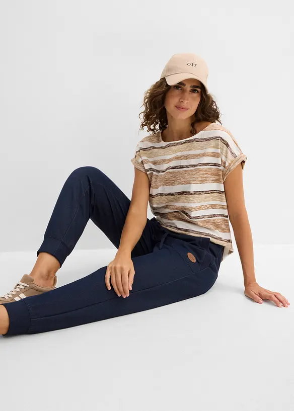 Trik&aring;byxa med jeanslook, 7/8-l&auml;ngd, bonprix