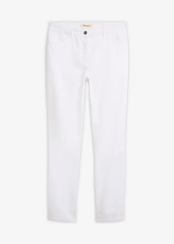 Stretchbyxa med raka ben Mid Waist, bonprix