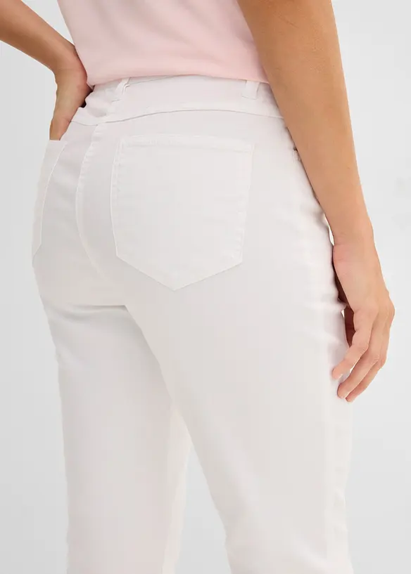 Stretchbyxa med raka ben Mid Waist, bonprix