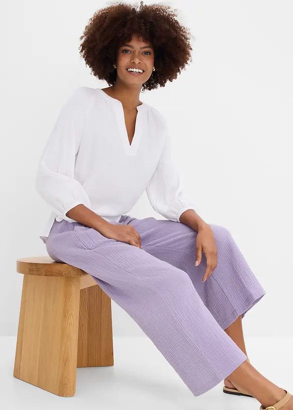 Marlenebyxa i bomullsmuslin, bonprix