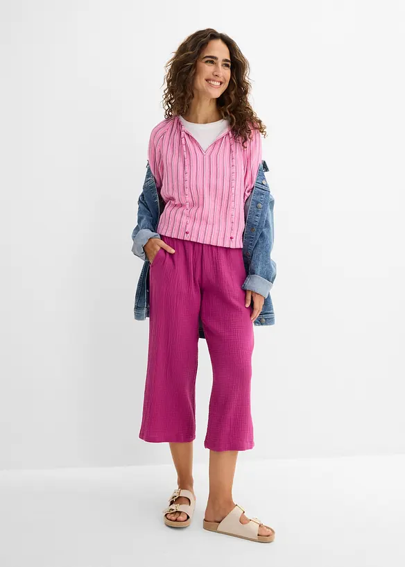 Marlenebyxa i bomullsmuslin, bonprix