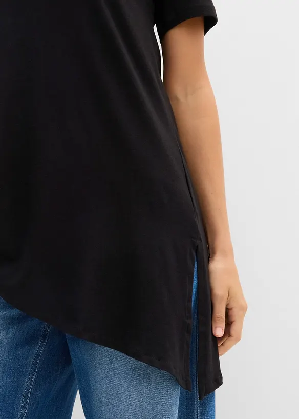 Asymmetrisk l&aring;ng topp i bomull och viskos, bonprix