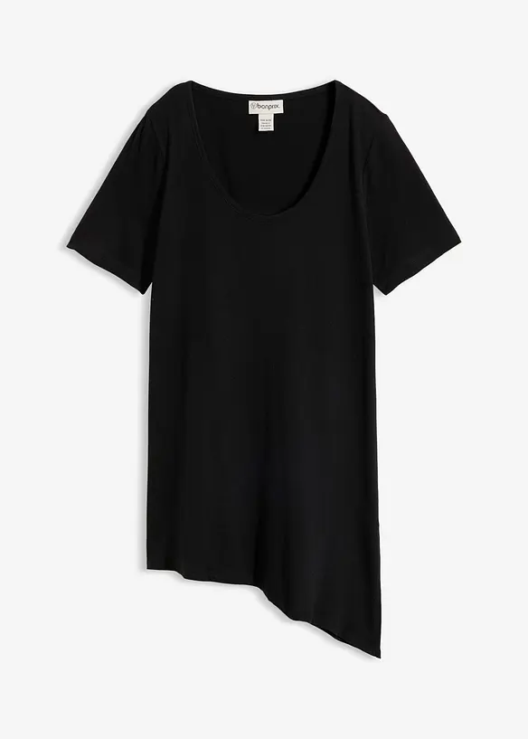 Asymmetrisk l&aring;ng topp i bomull och viskos, bonprix