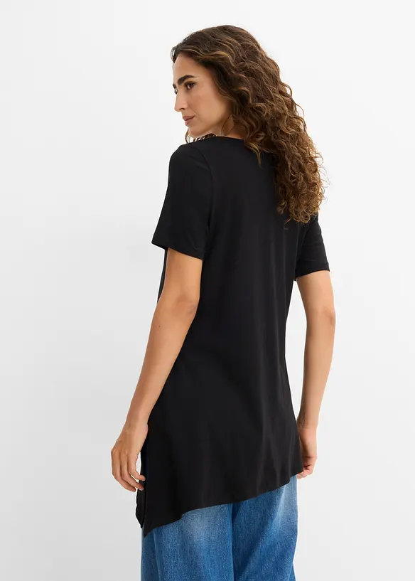 Asymmetrisk l&aring;ng topp i bomull och viskos, bonprix
