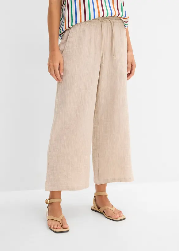 Palazzobyxa i luftig muslin, bonprix
