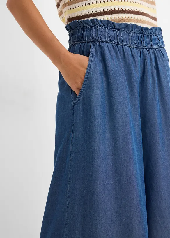 F&ouml;ljsamma palazzojeans med slits i sidan, 7/8-l&auml;ngd, bonprix