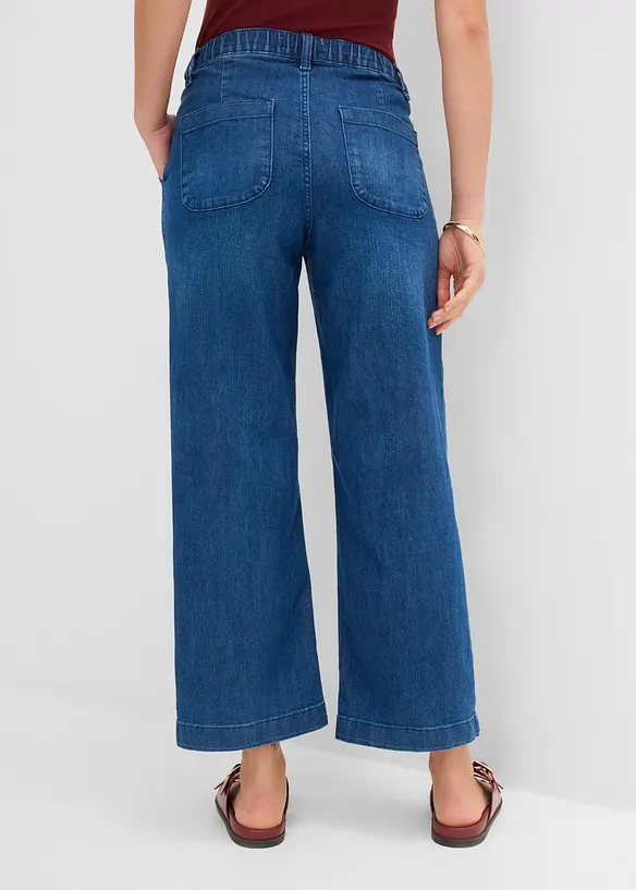 Cropped Wide Leg Jeans High Waist, med bekv&auml;m midja, bonprix
