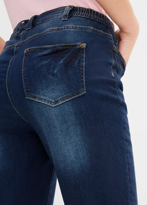 Jeansbermudas Mid Waist, med bekv&auml;m midja, bonprix