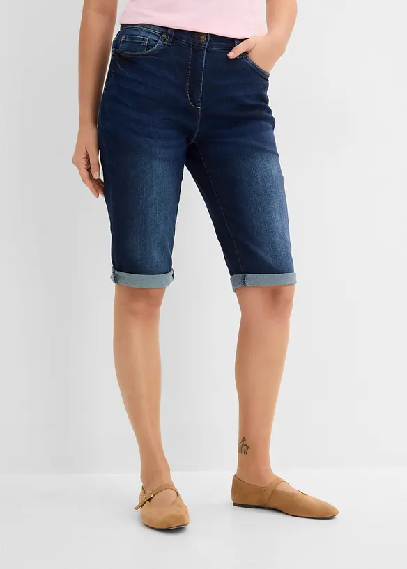 Jeansbermudas Mid Waist, med bekv&auml;m midja, bonprix