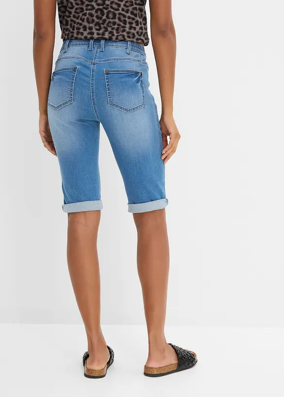 Jeansbermudas Mid Waist, med bekv&auml;m midja, bonprix