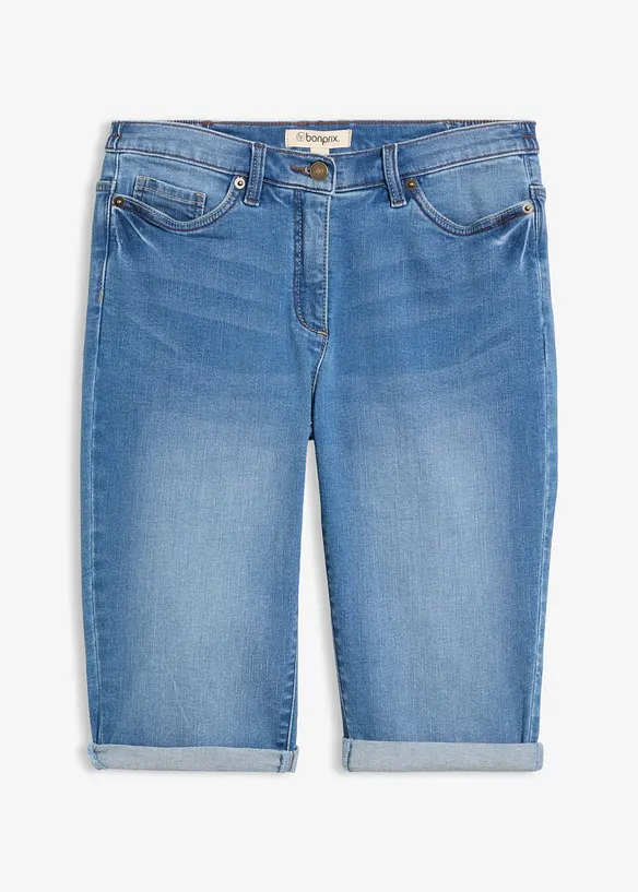 Jeansbermudas Mid Waist, med bekv&auml;m midja, bonprix