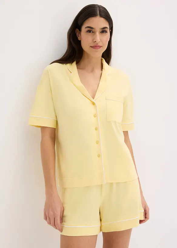 Pyjamas med shorts, i mjuk viskosmix, bonprix
