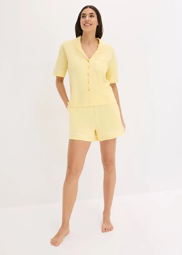 Pyjamas med shorts, i mjuk viskosmix, bonprix