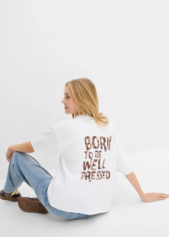 T-shirt i oversizemodell av ekologisk bomull, bonprix