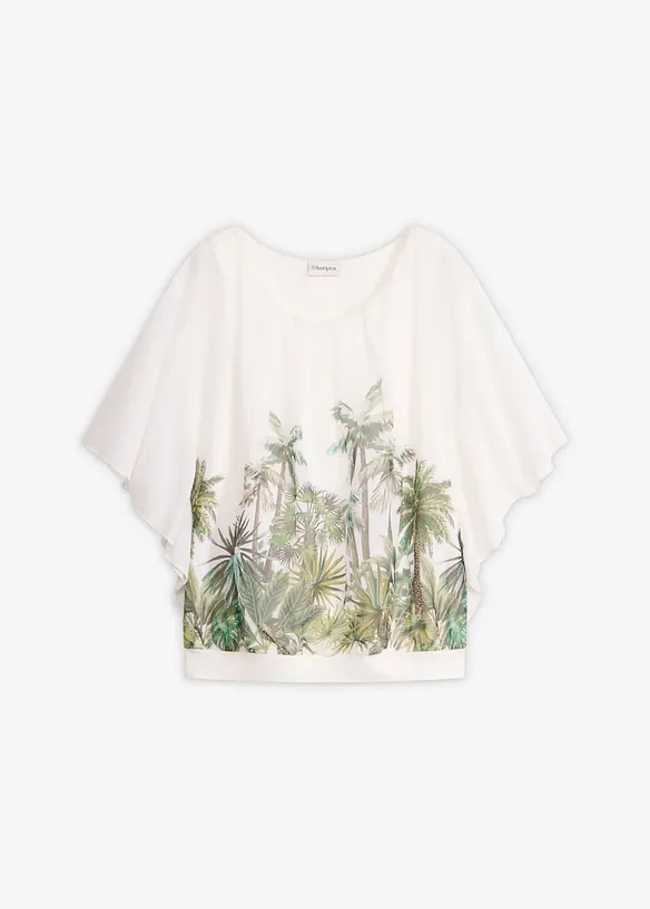Chiffongblus med linne, bonprix