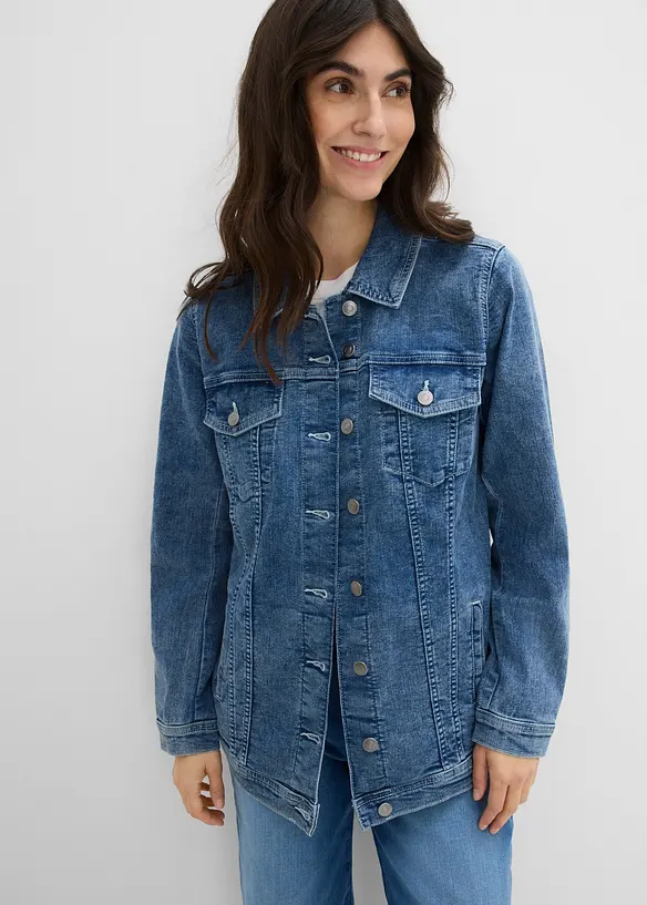 Stretchig jeansjacka, boyfriendmodell, bonprix