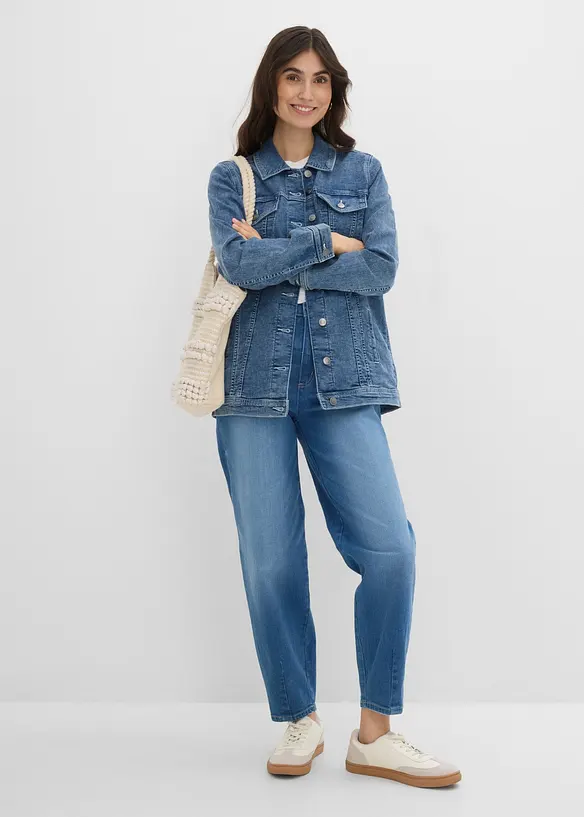Stretchig jeansjacka, boyfriendmodell, bonprix
