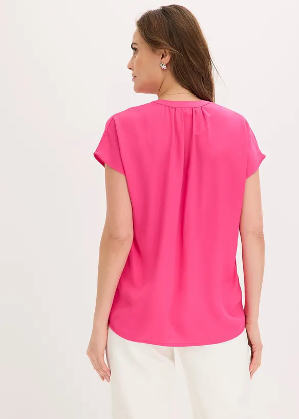 Kort&auml;rmad blus med dold knappsl&aring;, bonprix