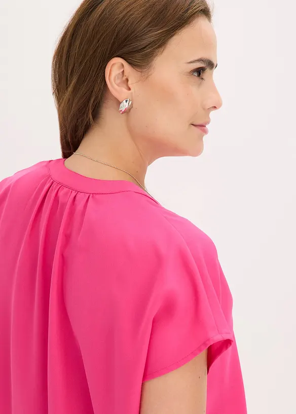 Kort&auml;rmad blus med dold knappsl&aring;, bonprix