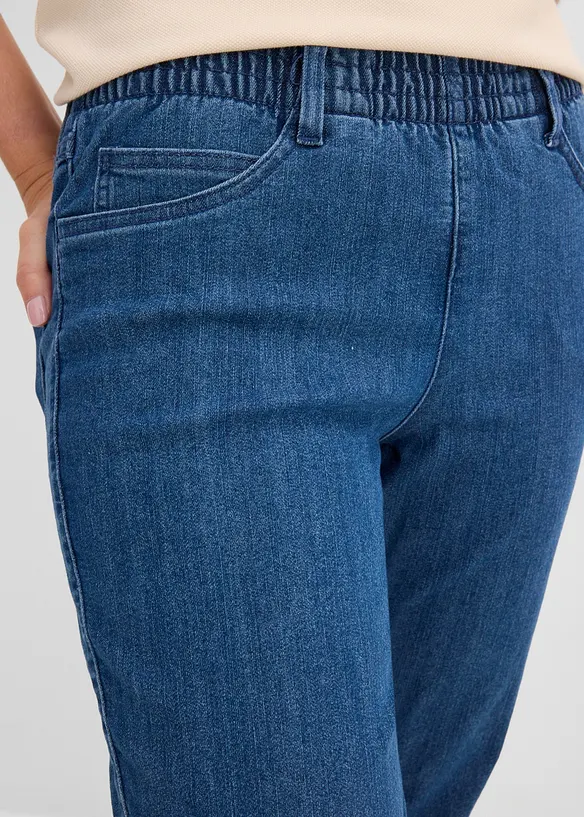 Jeans med bekv&auml;m medelh&ouml;g midja (2-pack), raka ben, bonprix