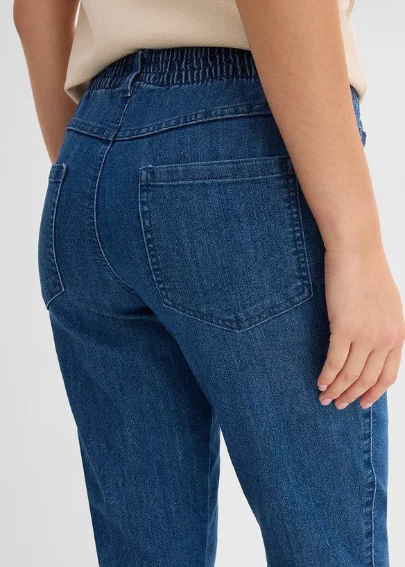 Jeans med bekv&auml;m medelh&ouml;g midja (2-pack), raka ben, bonprix