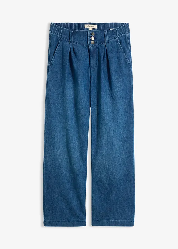 Cropped Wide Leg Jeans High Waist, med bekv&auml;m midja, bonprix