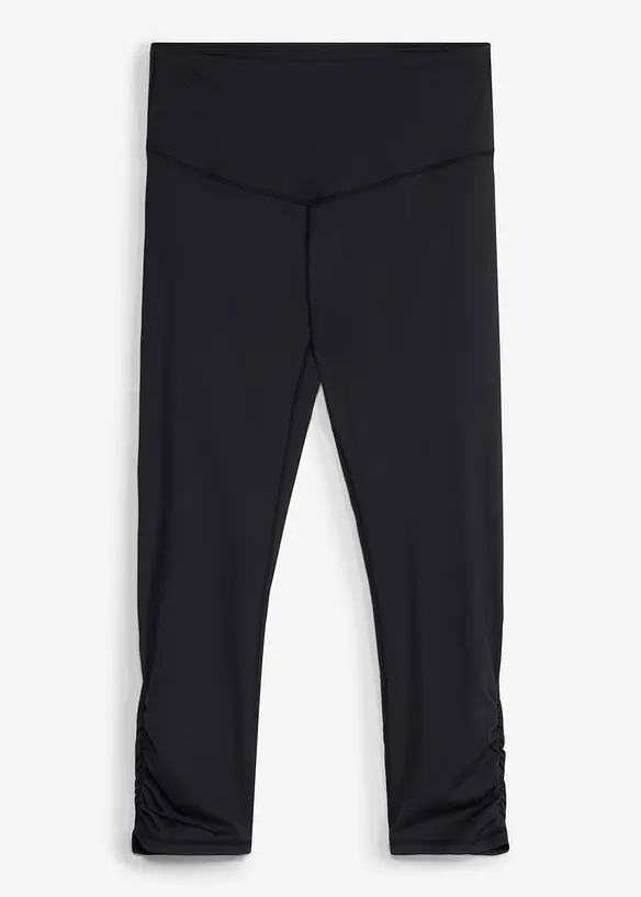 Tr&auml;ningsleggings i capril&auml;ngd med rynkning, snabbtorkande och mycket l&auml;tt material, bonprix