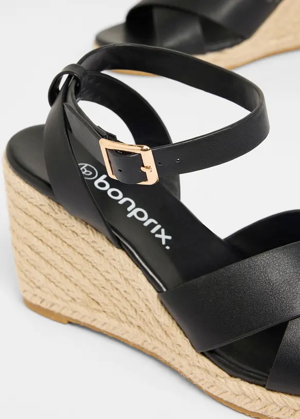Sandalett med kilklack i baststil, bonprix