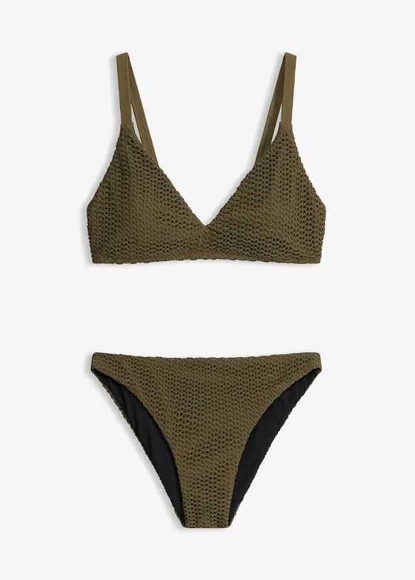 Virkad bikini med BH-topp (2 delar), bonprix