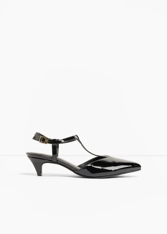 Pumps med remmar och lacklook, bonprix