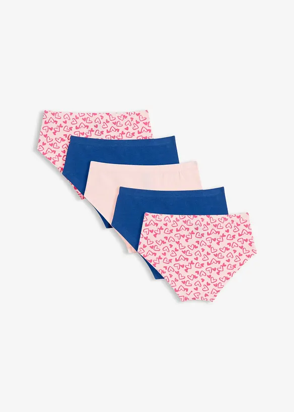 Hipstertrosa med mjuk bomull och liten satinrosett (5-pack), bonprix