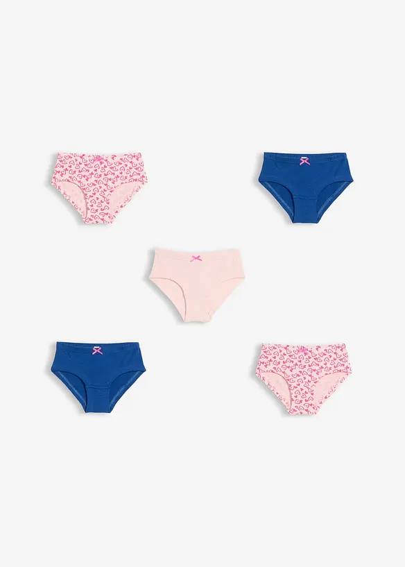 Hipstertrosa med mjuk bomull och liten satinrosett (5-pack), bonprix
