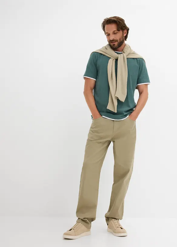 T-shirt av slubbgarn med 2-i-1-look, bonprix