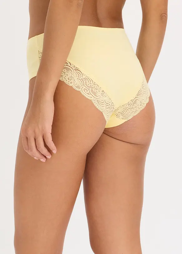 Hipstertrosa med mjuk bomull och spetsb&aring;rd (4-pack), bonprix