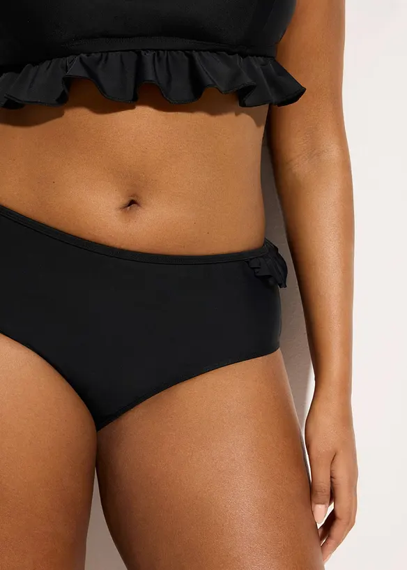Bikinibyxa med h&ouml;g midja och rysch, snabbtorkande, bonprix