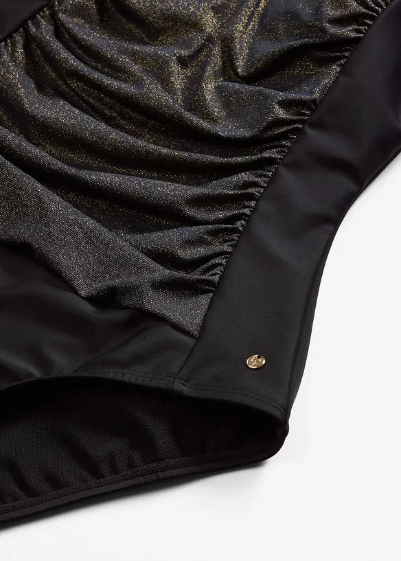 Bikini med gl&auml;nsande inf&auml;llning och medelh&ouml;g formande effekt, bonprix