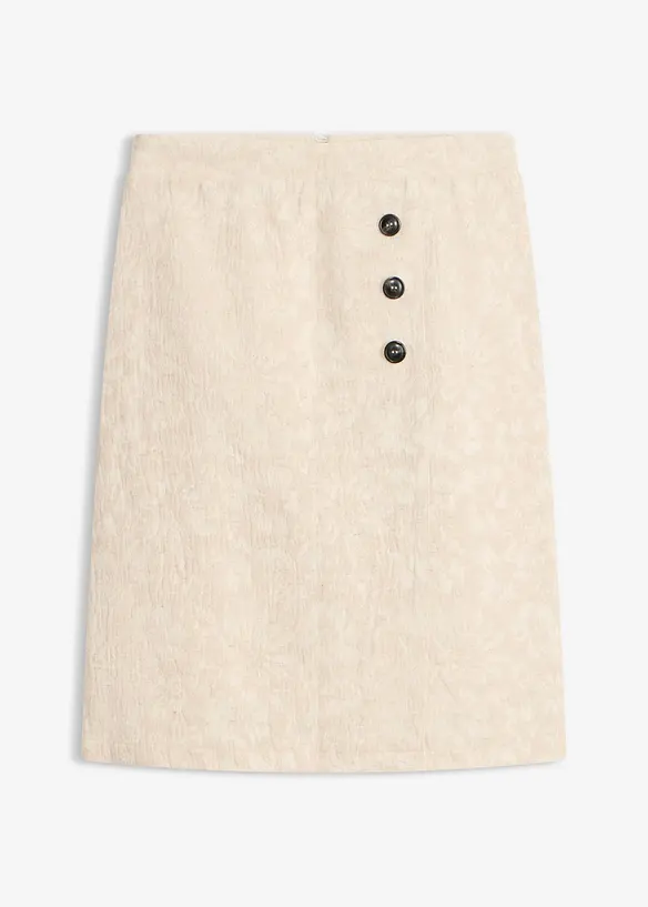 Kjol av bomullsjacquard med linneandel, bonprix