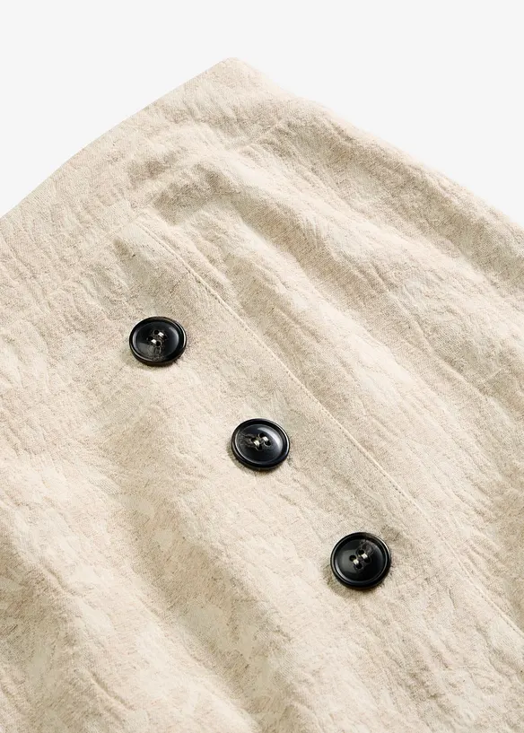 Kjol av bomullsjacquard med linneandel, bonprix
